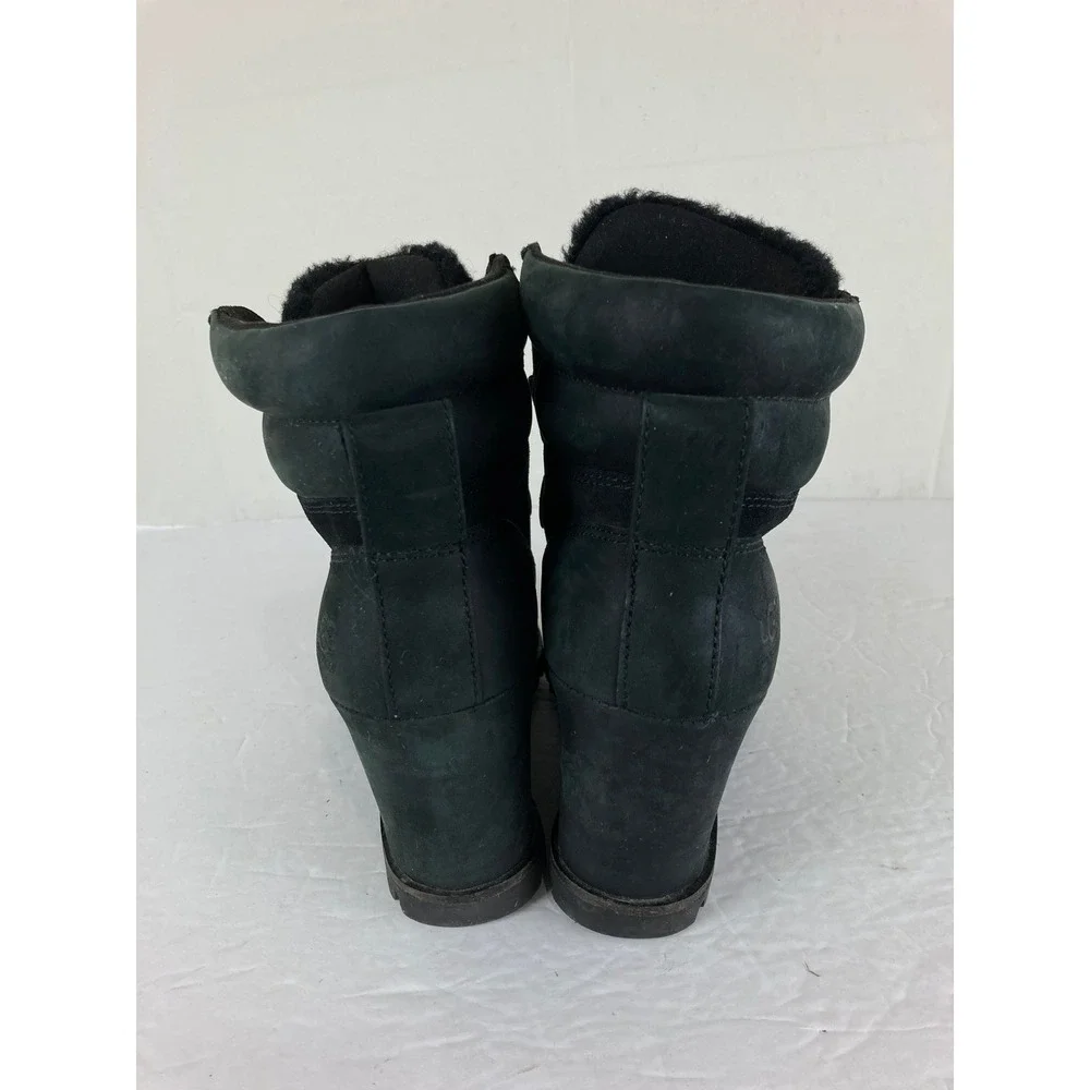 UGG Adirondack Wedge Boots Women 6 Black Waterproof Suede Designer Fall Boho